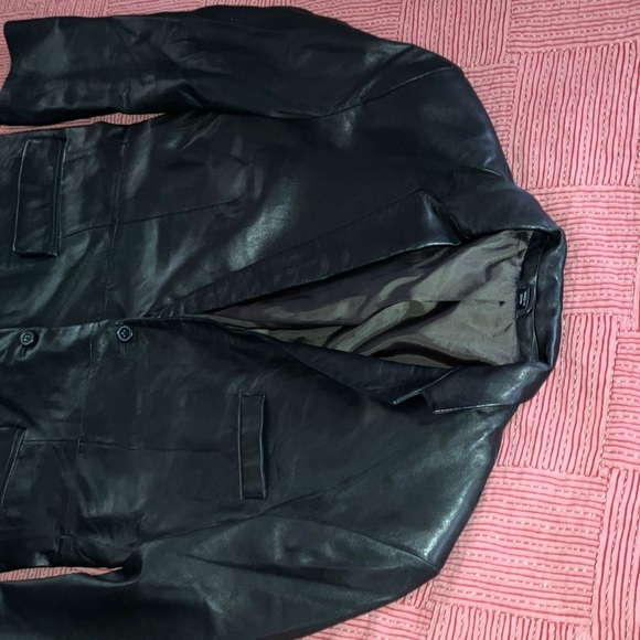 INC International Concepts Black Leather Blazer men’s size large - Picture 13 of 15